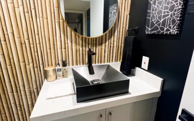 Small Black and White Powder Room